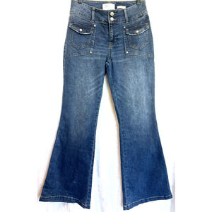 Regeneration Celebrity Pink Womens Low Rise Flare Leg Jeans Size 9 Hippie Boho
